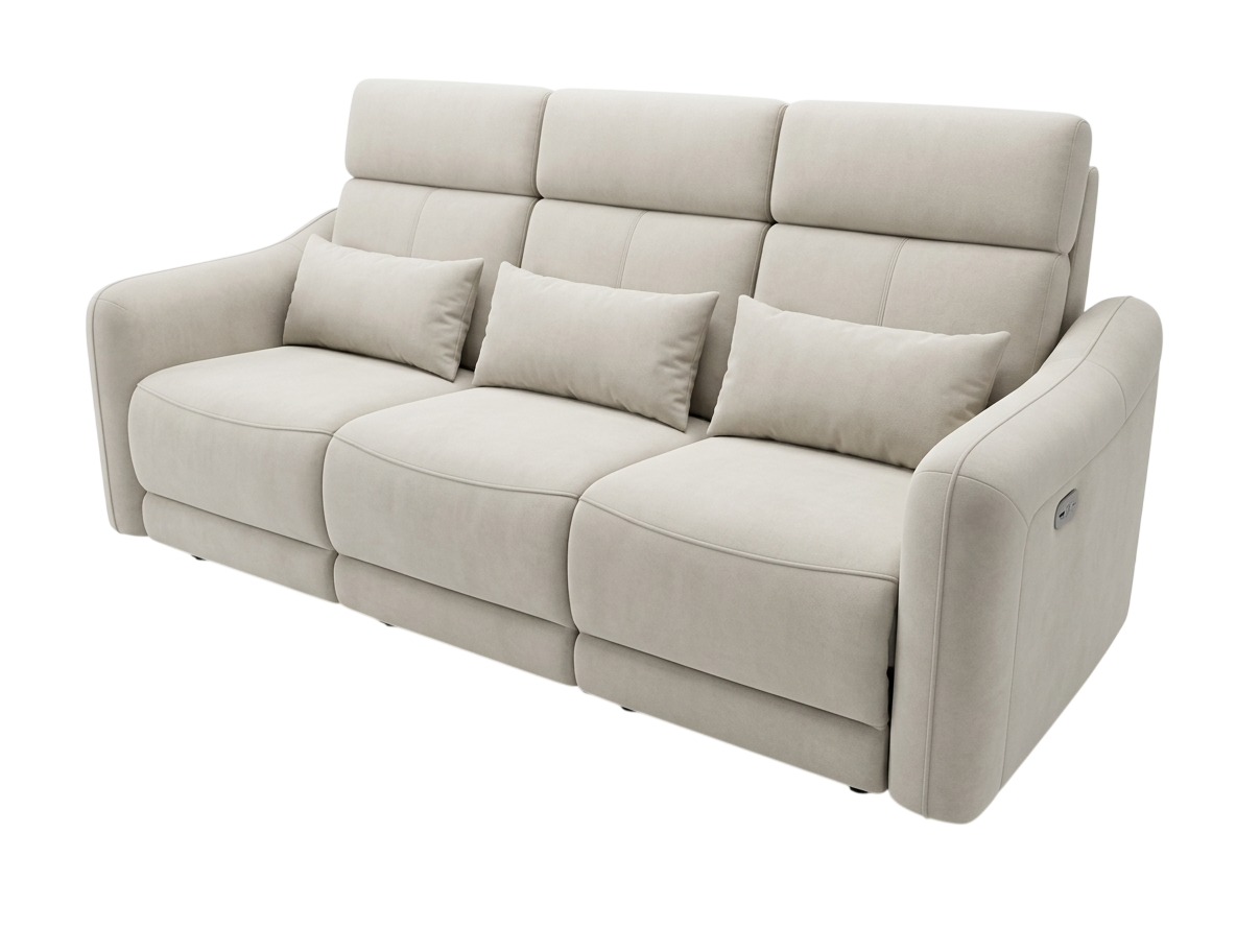 Cream three-seater recliner sofa handcrafted by Royal Interiors